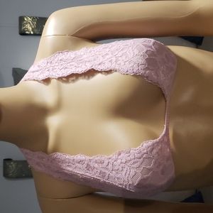 Free People pink lace halter bralette Small
